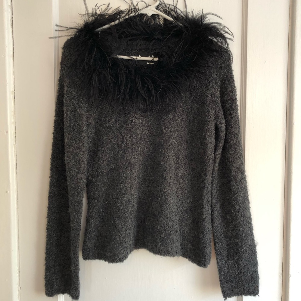 Knit sweater top w/ Maribou feathers